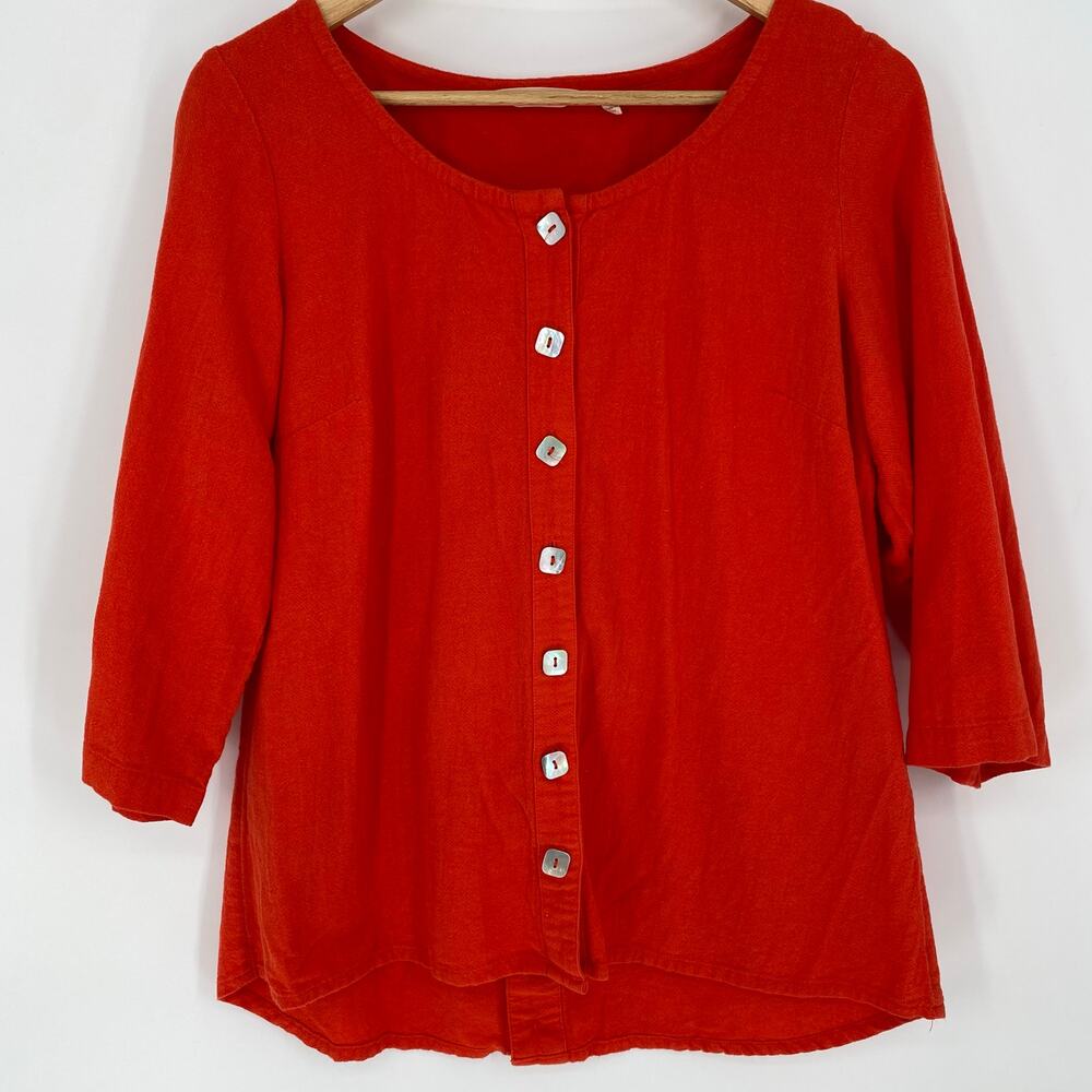 Soft Surroundings Top Women’s Small Lagenlook Artsy Square Buttons